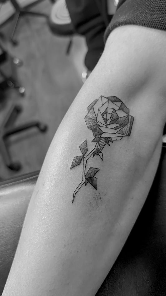 Tattoo: Geometric Rose B&W